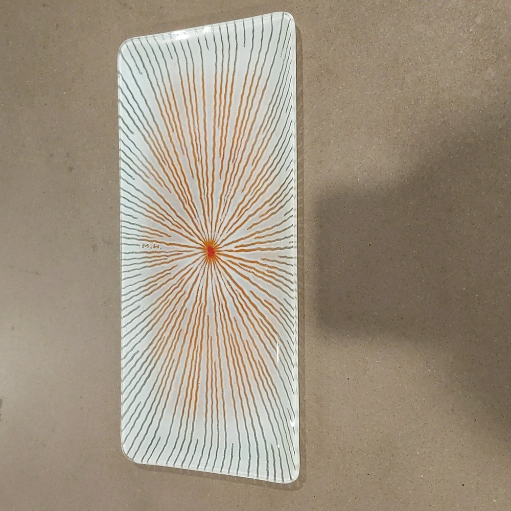 Maurice Heaton Glass tray marked M.H.